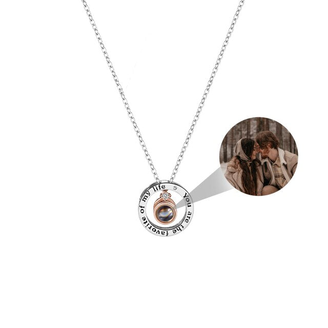Personalized Letter Decoration Round Pendant Custom Color Photo Couple Projection Necklace - MERGE.DAY.1.FREESTYLE