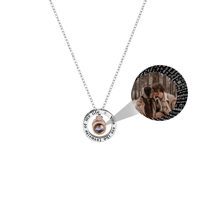 Personalized Letter Decoration Round Pendant Custom Color Photo Couple Projection Necklace - MERGE.DAY.1.FREESTYLE