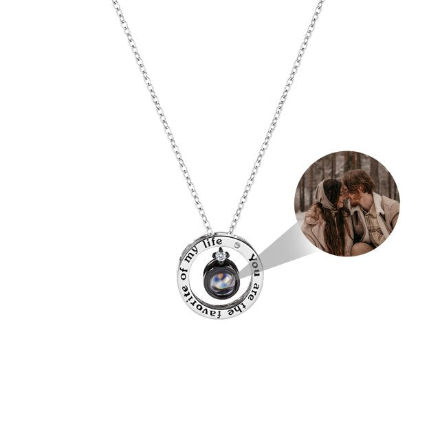 Personalized Letter Decoration Round Pendant Custom Color Photo Couple Projection Necklace - MERGE.DAY.1.FREESTYLE