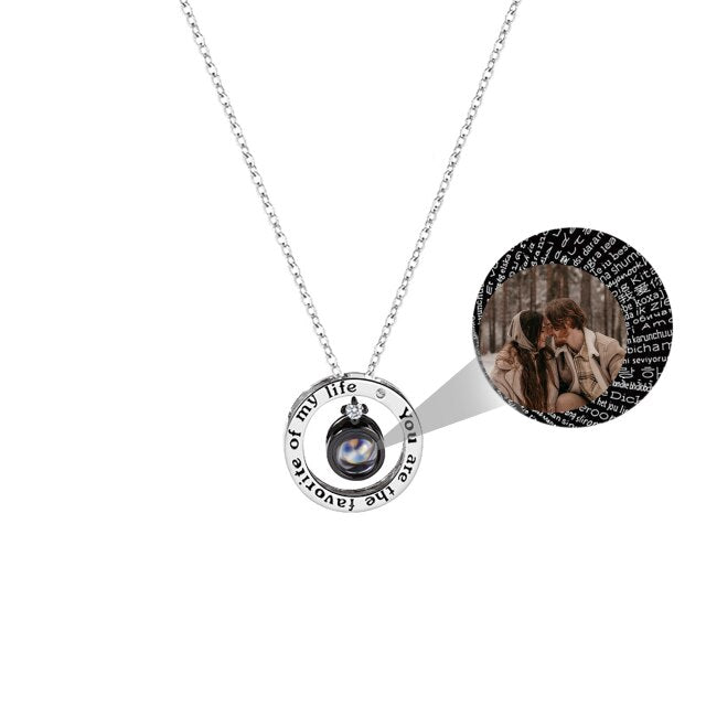 Personalized Letter Decoration Round Pendant Custom Color Photo Couple Projection Necklace - MERGE.DAY.1.FREESTYLE
