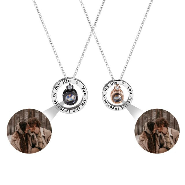 Personalized Letter Decoration Round Pendant Custom Color Photo Couple Projection Necklace - MERGE.DAY.1.FREESTYLE