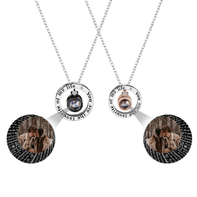 Personalized Letter Decoration Round Pendant Custom Color Photo Couple Projection Necklace - MERGE.DAY.1.FREESTYLE