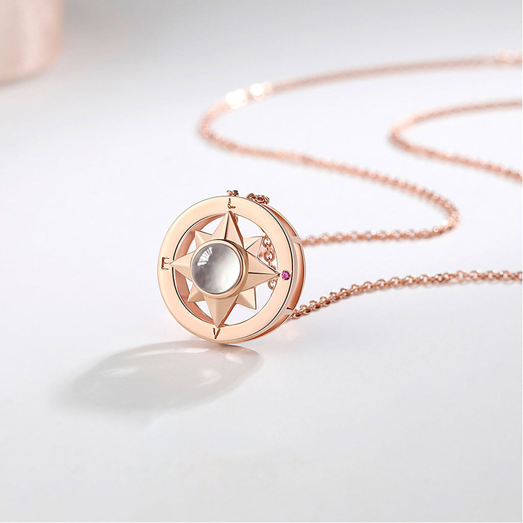 Projection Photo Necklace Custom Compass Necklace Personalized Lucky Star Couple Jewelry - MERGE.DAY.1.FREESTYLE