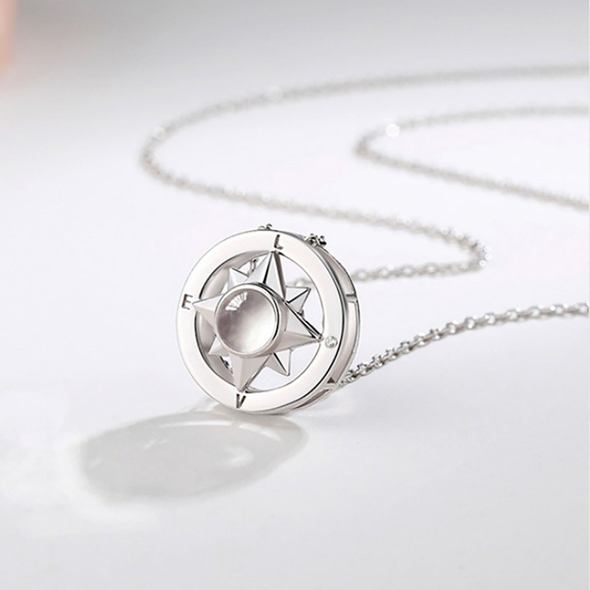 Projection Photo Necklace Custom Compass Necklace Personalized Lucky Star Couple Jewelry - MERGE.DAY.1.FREESTYLE