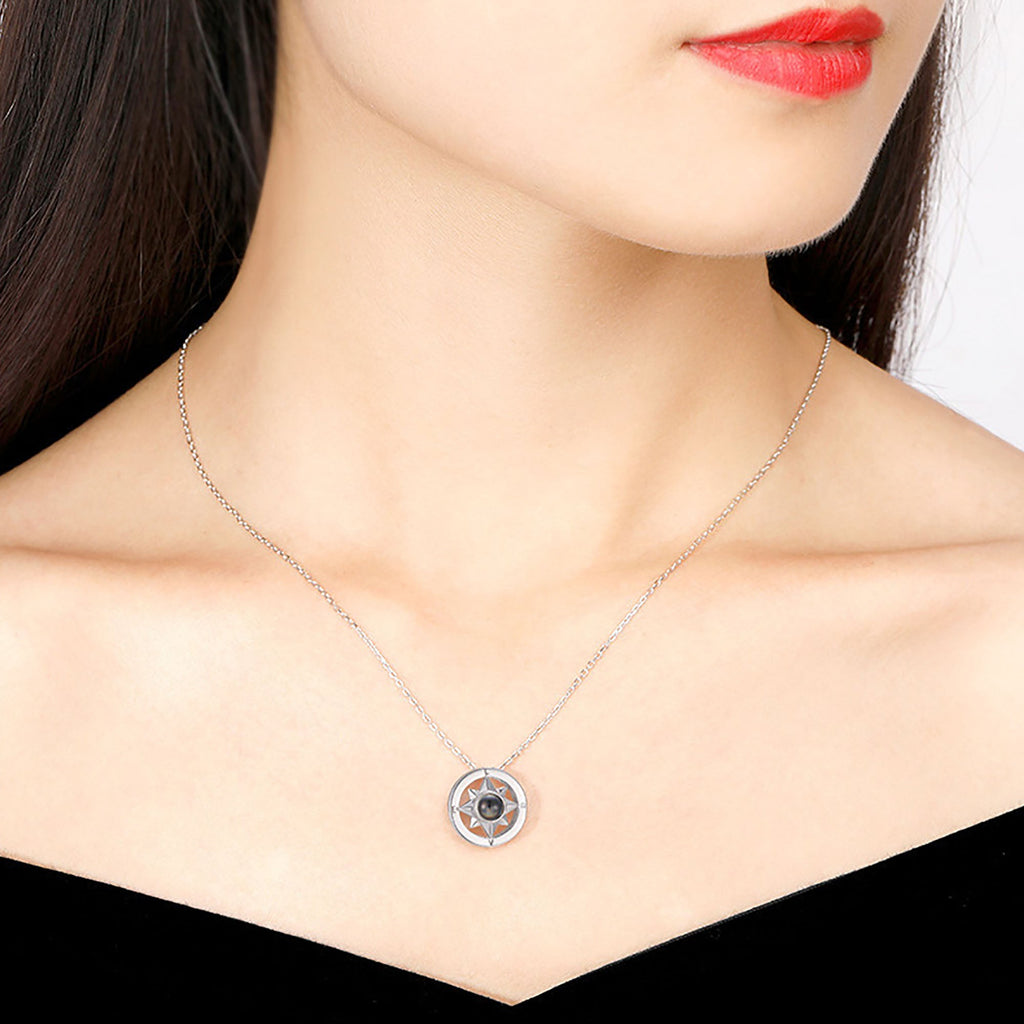 Projection Photo Necklace Custom Compass Necklace Personalized Lucky Star Couple Jewelry - MERGE.DAY.1.FREESTYLE