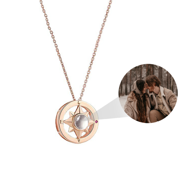 Projection Photo Necklace Custom Compass Necklace Personalized Lucky Star Couple Jewelry - MERGE.DAY.1.FREESTYLE