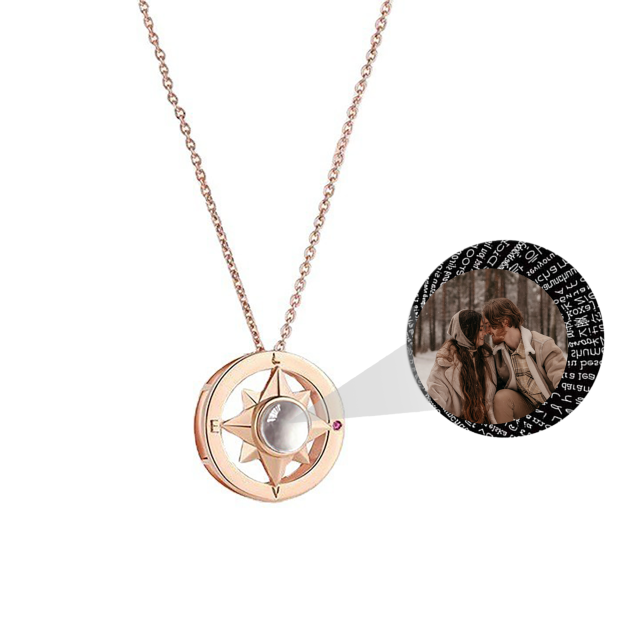 Projection Photo Necklace Custom Compass Necklace Personalized Lucky Star Couple Jewelry - MERGE.DAY.1.FREESTYLE