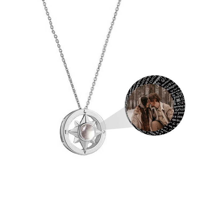 Projection Photo Necklace Custom Compass Necklace Personalized Lucky Star Couple Jewelry - MERGE.DAY.1.FREESTYLE