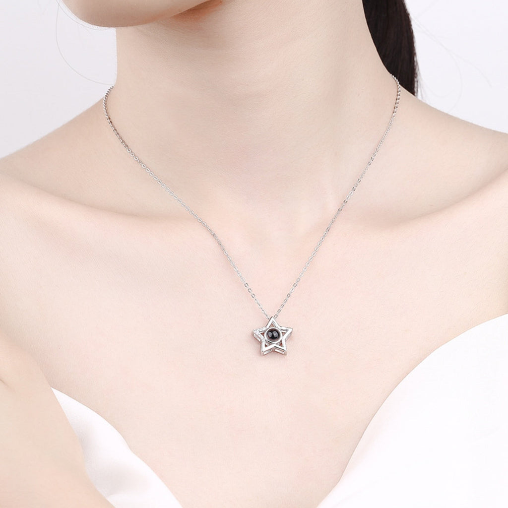 Custom Name Photo Projection Pendant Five Pointed Star Personalized Necklace - MERGE.DAY.1.FREESTYLE