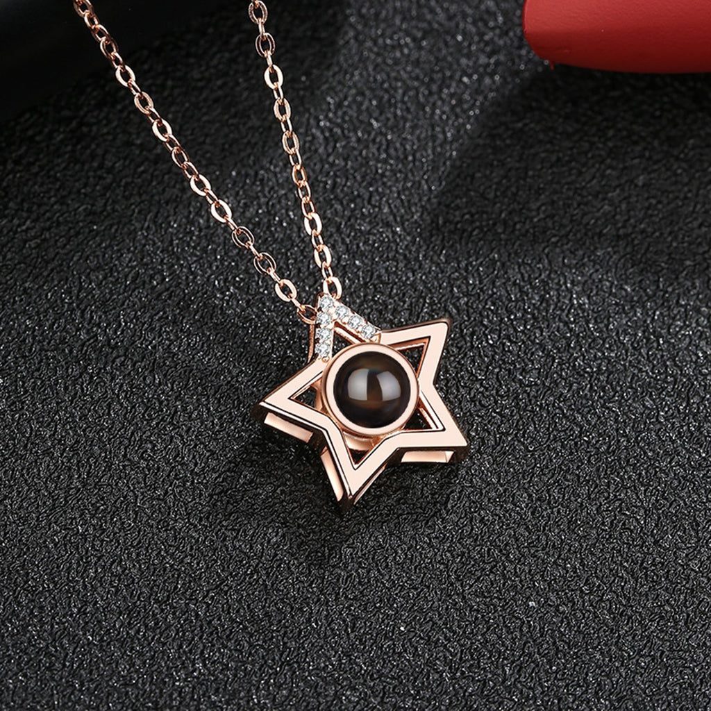 Custom Name Photo Projection Pendant Five Pointed Star Personalized Necklace - MERGE.DAY.1.FREESTYLE