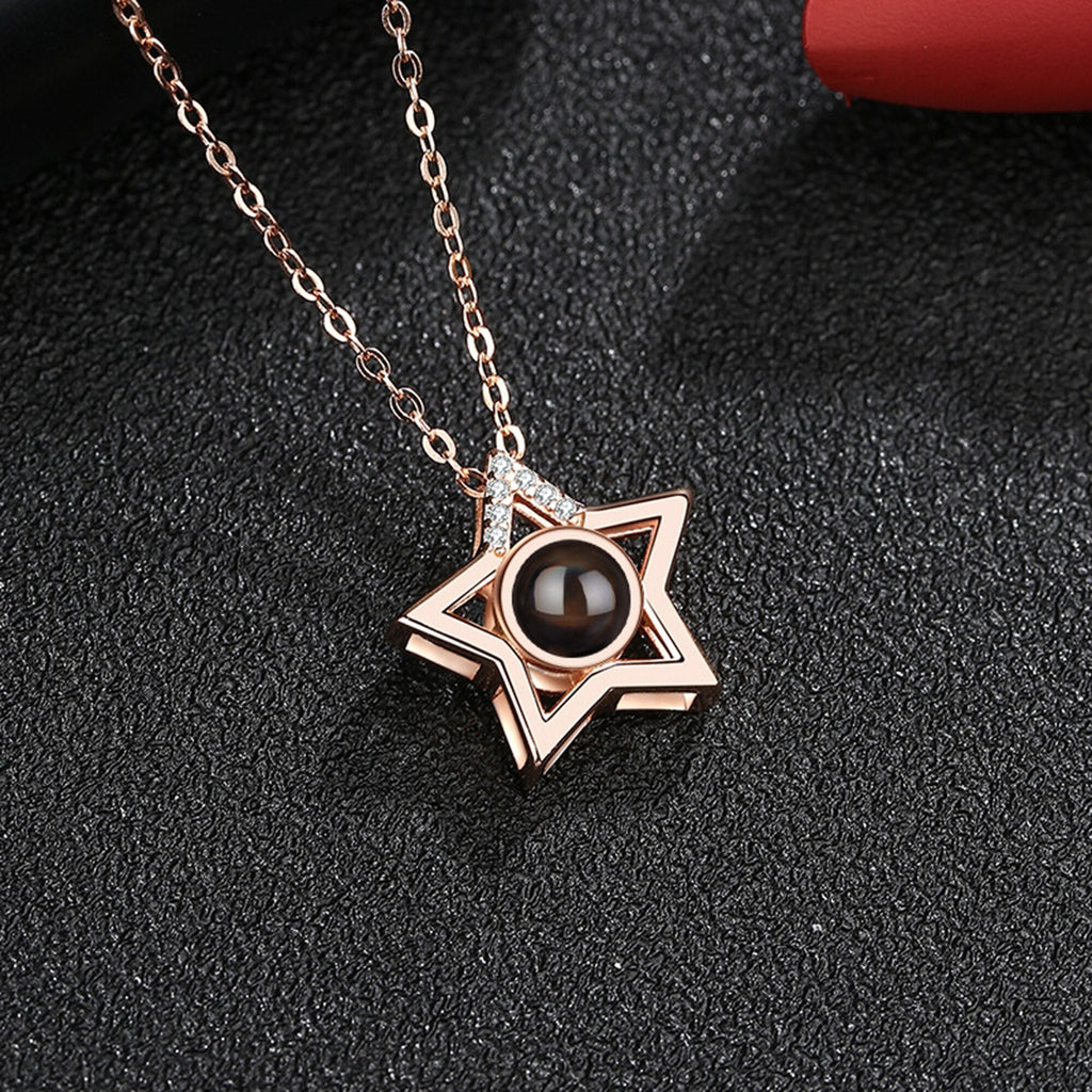 Custom Name Photo Projection Pendant Five Pointed Star Personalized Necklace - MERGE.DAY.1.FREESTYLE