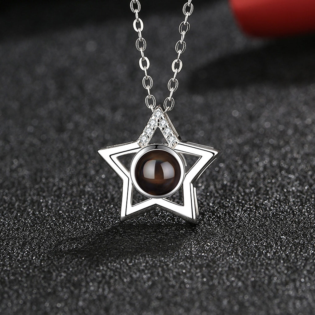 Custom Name Photo Projection Pendant Five Pointed Star Personalized Necklace - MERGE.DAY.1.FREESTYLE