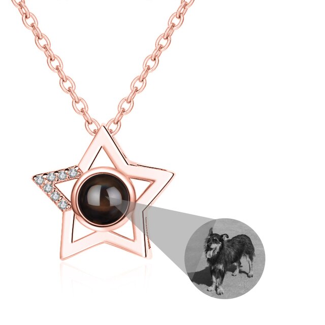 Custom Name Photo Projection Pendant Five Pointed Star Personalized Necklace - MERGE.DAY.1.FREESTYLE