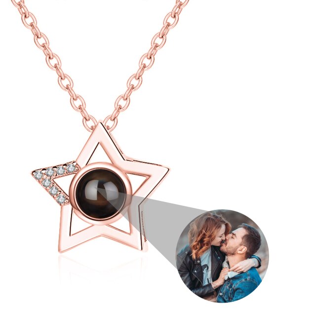 Custom Name Photo Projection Pendant Five Pointed Star Personalized Necklace - MERGE.DAY.1.FREESTYLE
