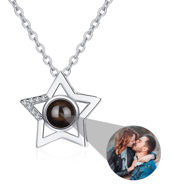 Custom Name Photo Projection Pendant Five Pointed Star Personalized Necklace - MERGE.DAY.1.FREESTYLE