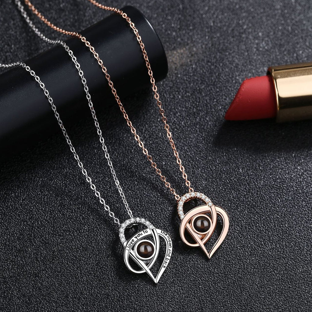 Personalized Necklaces Customize Name Projection Photo Crystal Heart Stitching Necklace - MERGE.DAY.1.FREESTYLE