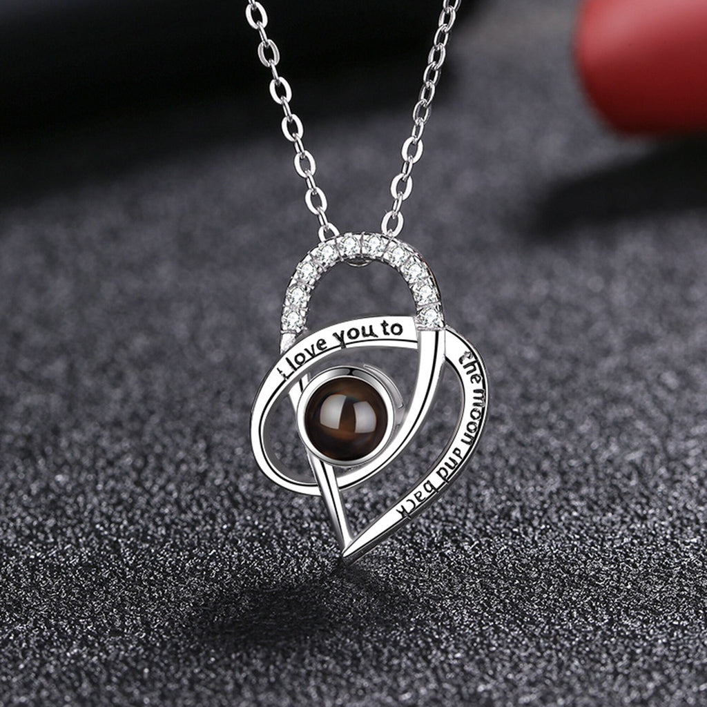 Personalized Necklaces Customize Name Projection Photo Crystal Heart Stitching Necklace - MERGE.DAY.1.FREESTYLE