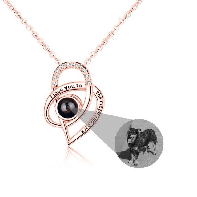 Personalized Necklaces Customize Name Projection Photo Crystal Heart Stitching Necklace - MERGE.DAY.1.FREESTYLE