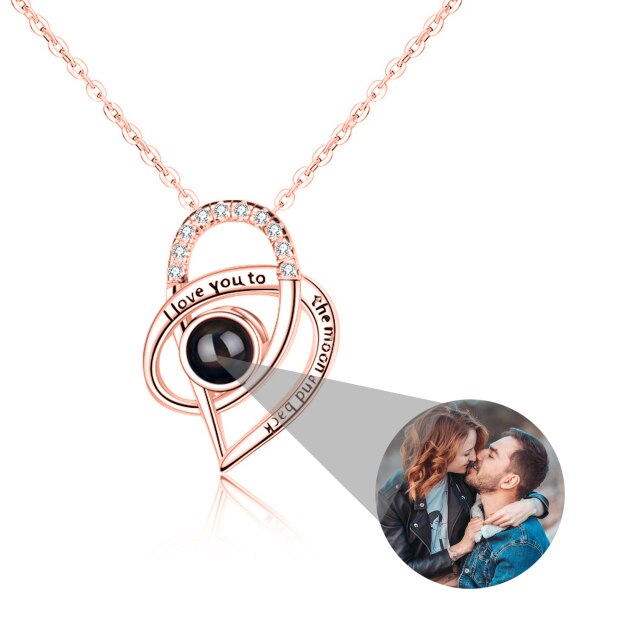 Personalized Necklaces Customize Name Projection Photo Crystal Heart Stitching Necklace - MERGE.DAY.1.FREESTYLE