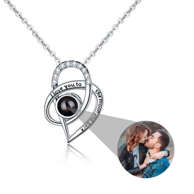Personalized Necklaces Customize Name Projection Photo Crystal Heart Stitching Necklace - MERGE.DAY.1.FREESTYLE