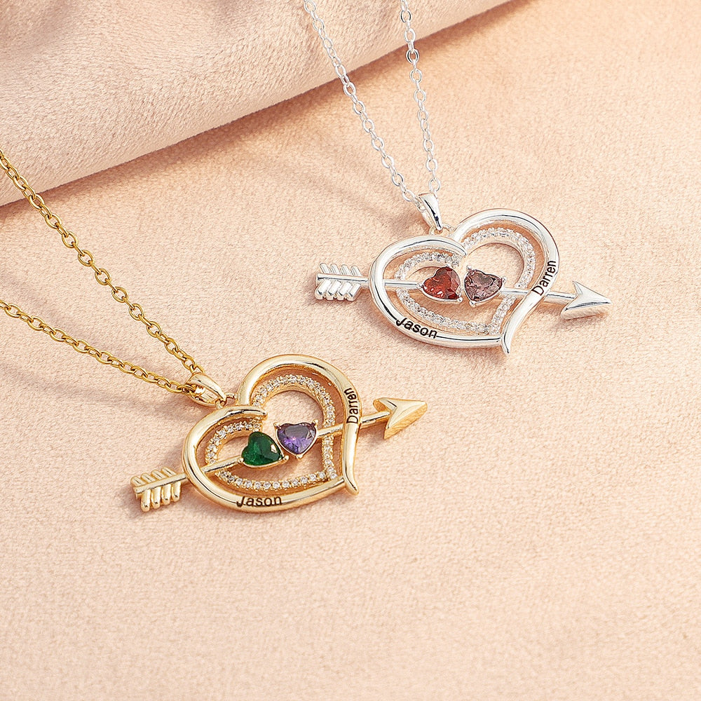 Personalized Love Heart Arrow Shape Necklace Custom Name Gold Silver Color Pendant - MERGE.DAY.1.FREESTYLE