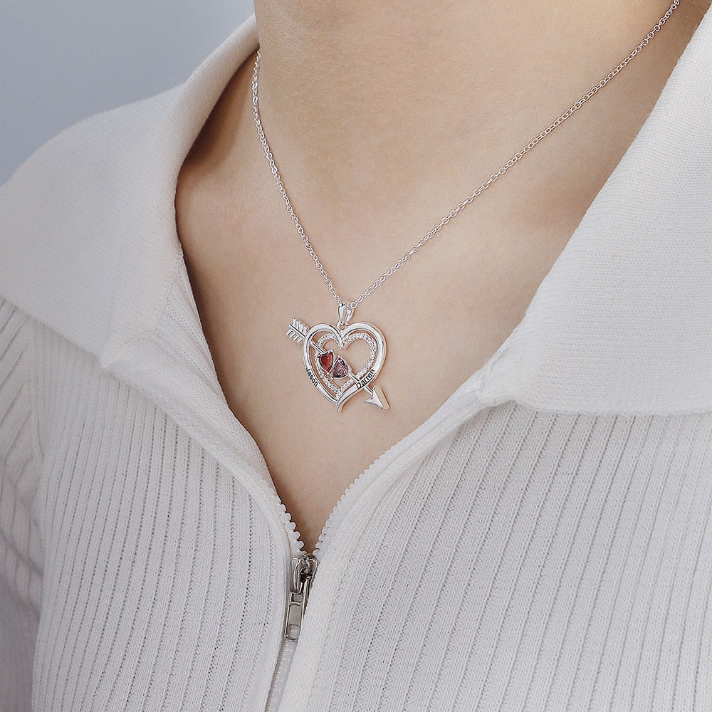 Personalized Love Heart Arrow Shape Necklace Custom Name Gold Silver Color Pendant - MERGE.DAY.1.FREESTYLE