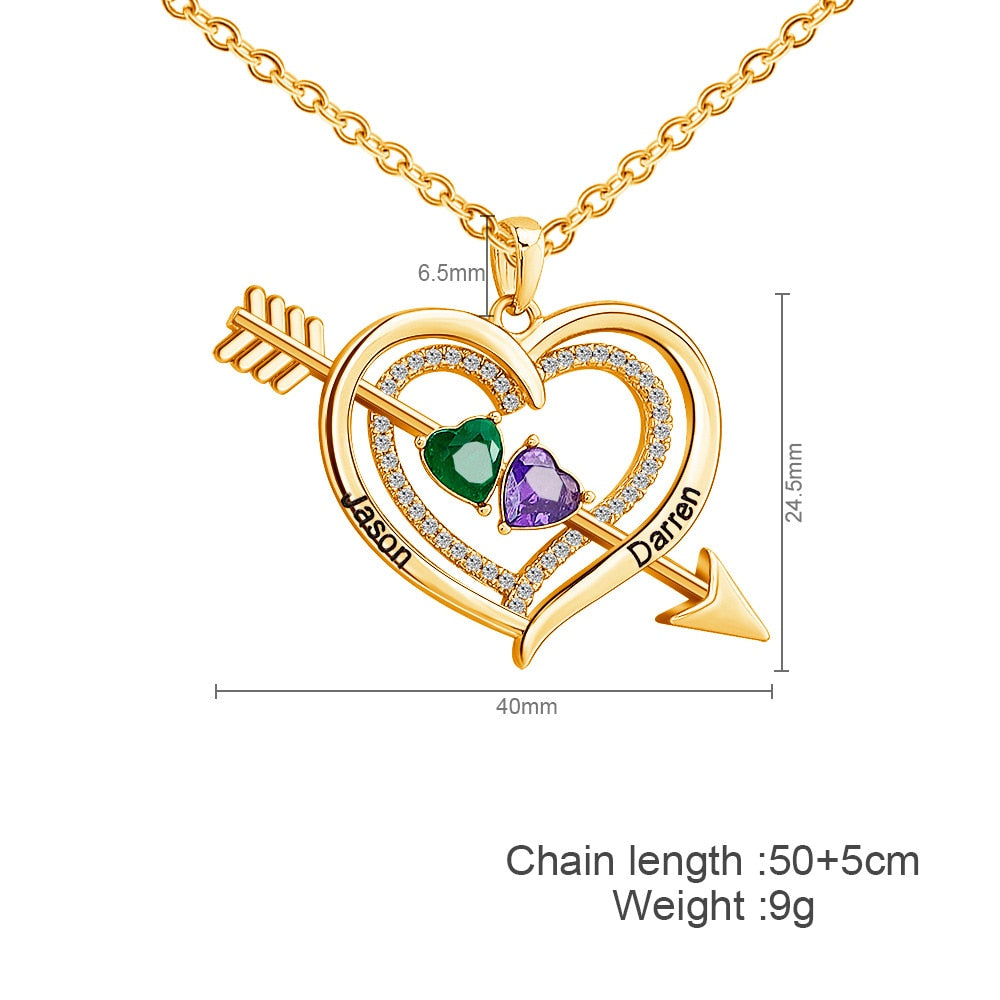 Personalized Love Heart Arrow Shape Necklace Custom Name Gold Silver Color Pendant - MERGE.DAY.1.FREESTYLE