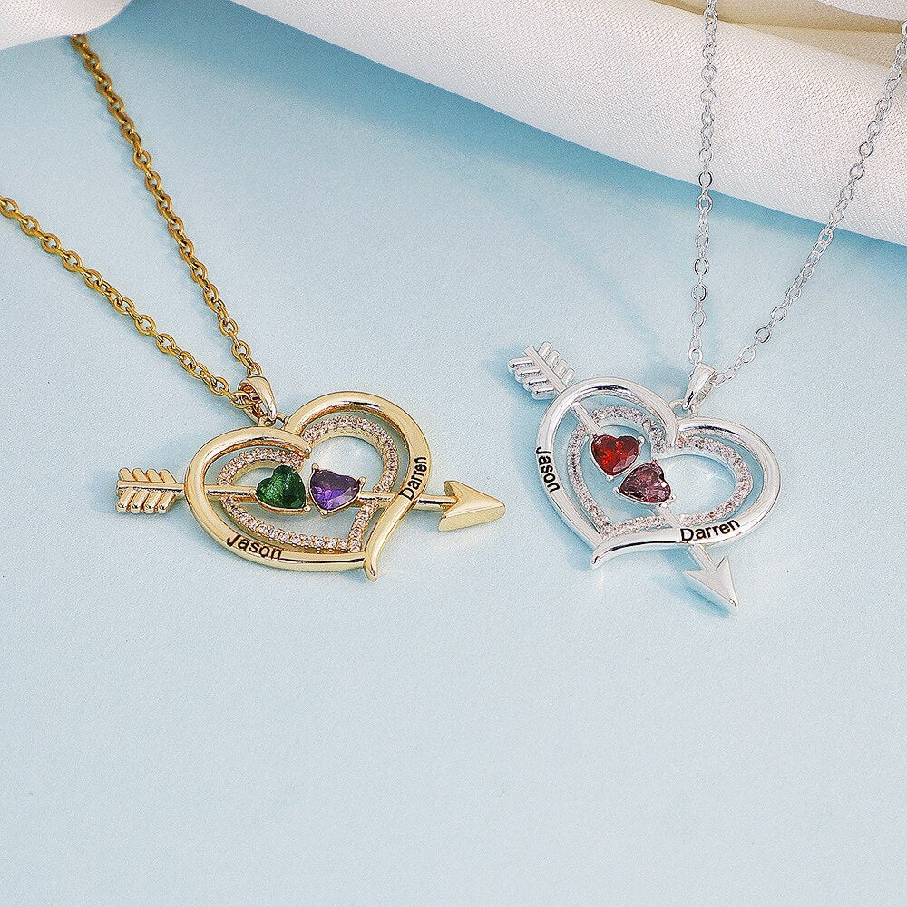 Personalized Love Heart Arrow Shape Necklace Custom Name Gold Silver Color Pendant - MERGE.DAY.1.FREESTYLE