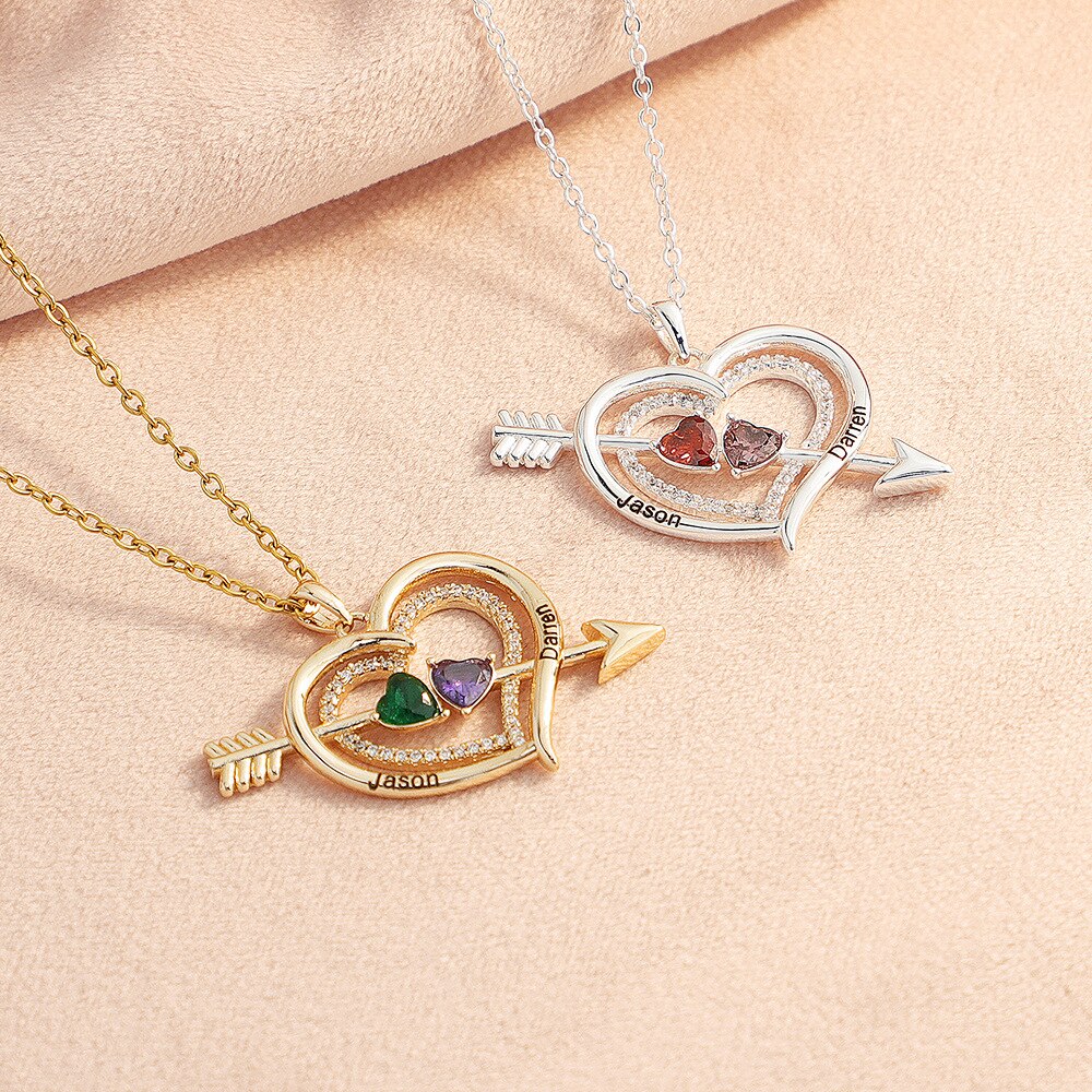 Personalized Love Heart Arrow Shape Necklace Custom Name Gold Silver Color Pendant - MERGE.DAY.1.FREESTYLE