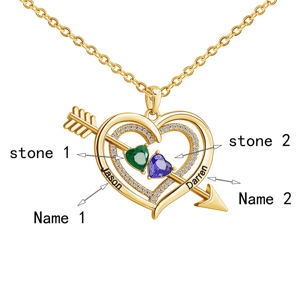 Personalized Love Heart Arrow Shape Necklace Custom Name Gold Silver Color Pendant - MERGE.DAY.1.FREESTYLE