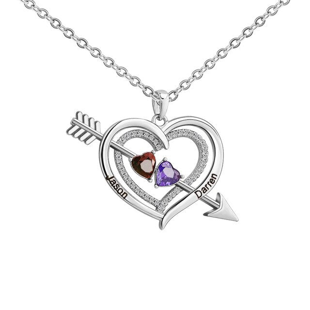 Personalized Love Heart Arrow Shape Necklace Custom Name Gold Silver Color Pendant - MERGE.DAY.1.FREESTYLE