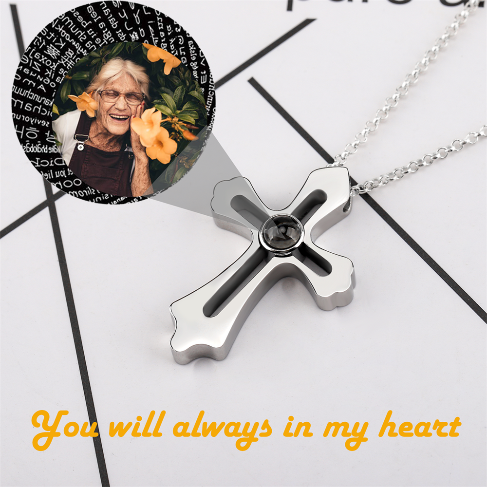 Personalized Custom Photo Name Cross Style Projection Necklace Pendant Necklaces - MERGE.DAY.1.FREESTYLE