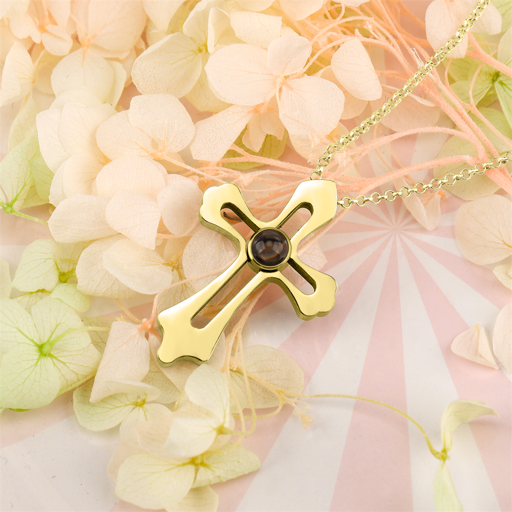Personalized Custom Photo Name Cross Style Projection Necklace Pendant Necklaces - MERGE.DAY.1.FREESTYLE