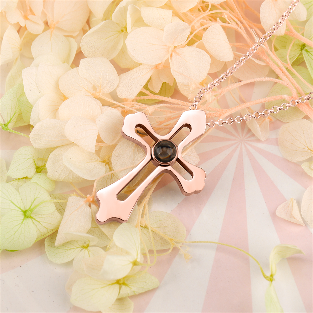 Personalized Custom Photo Name Cross Style Projection Necklace Pendant Necklaces - MERGE.DAY.1.FREESTYLE