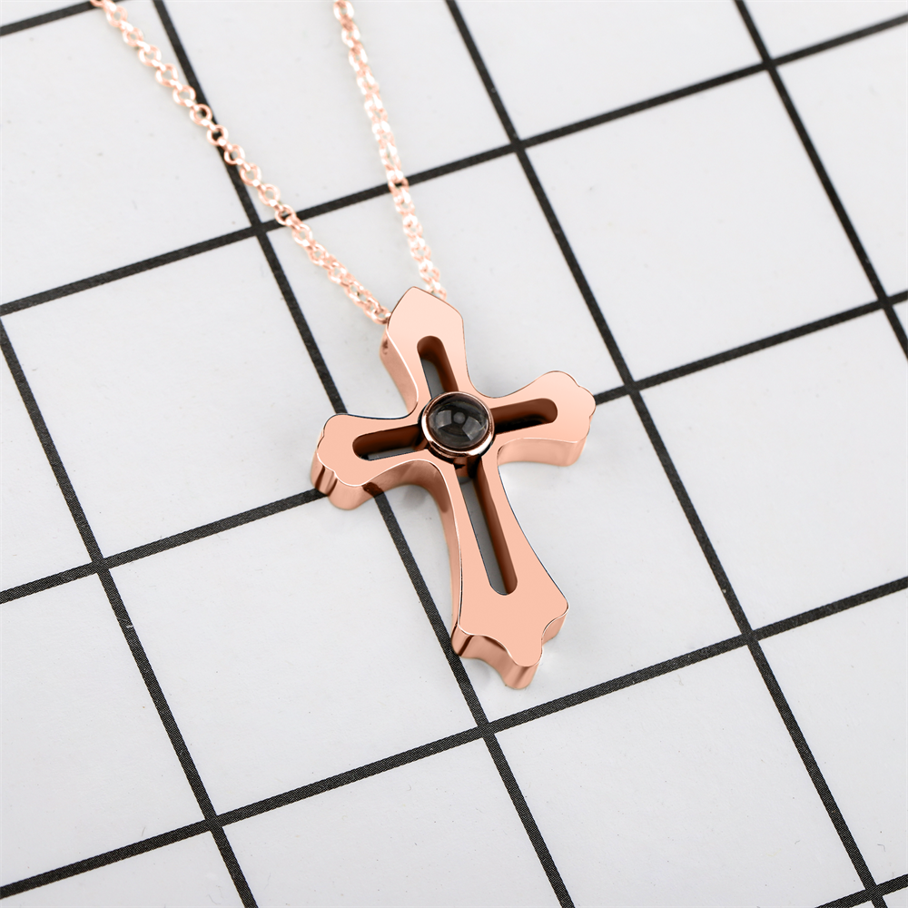 Personalized Custom Photo Name Cross Style Projection Necklace Pendant Necklaces - MERGE.DAY.1.FREESTYLE