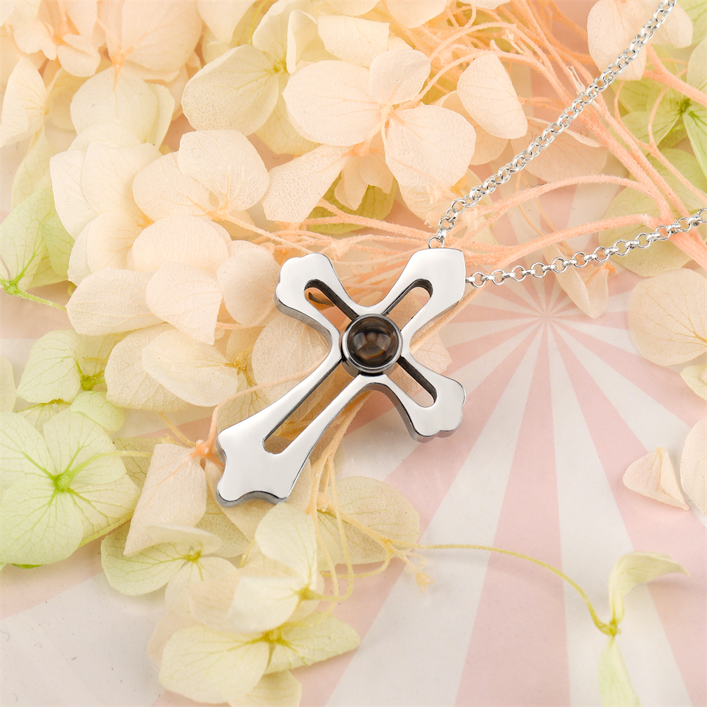 Personalized Custom Photo Name Cross Style Projection Necklace Pendant Necklaces - MERGE.DAY.1.FREESTYLE