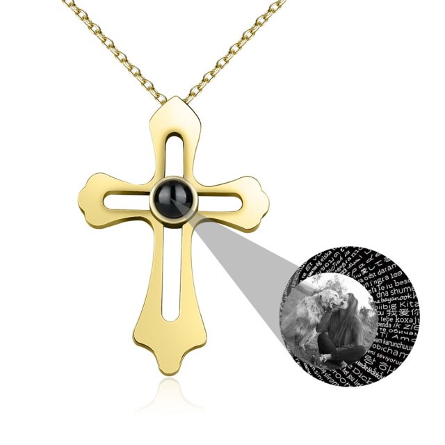 Personalized Custom Photo Name Cross Style Projection Necklace Pendant Necklaces - MERGE.DAY.1.FREESTYLE