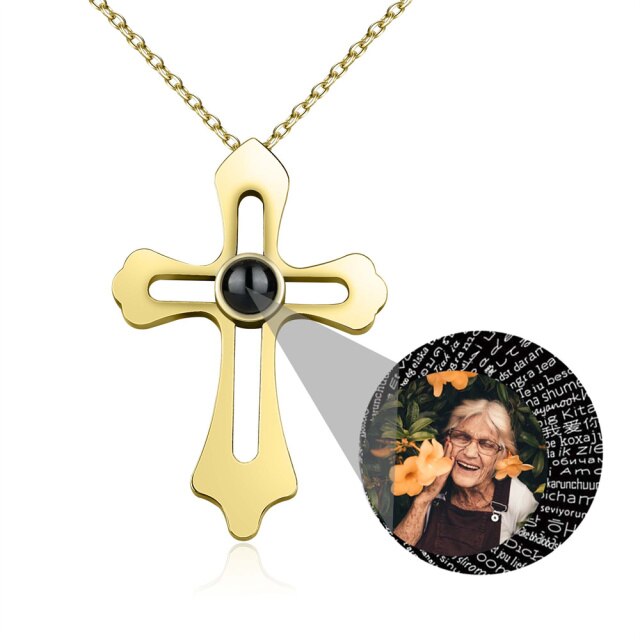 Personalized Custom Photo Name Cross Style Projection Necklace Pendant Necklaces - MERGE.DAY.1.FREESTYLE