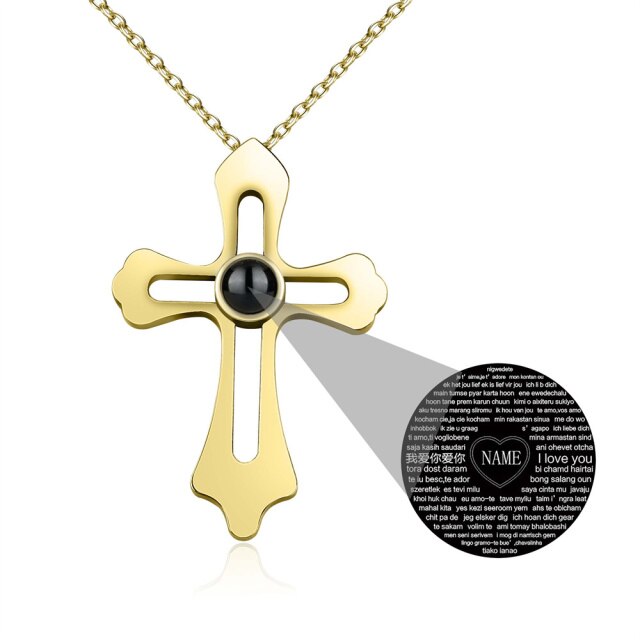 Personalized Custom Photo Name Cross Style Projection Necklace Pendant Necklaces - MERGE.DAY.1.FREESTYLE
