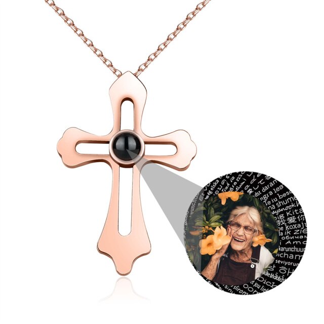 Personalized Custom Photo Name Cross Style Projection Necklace Pendant Necklaces - MERGE.DAY.1.FREESTYLE