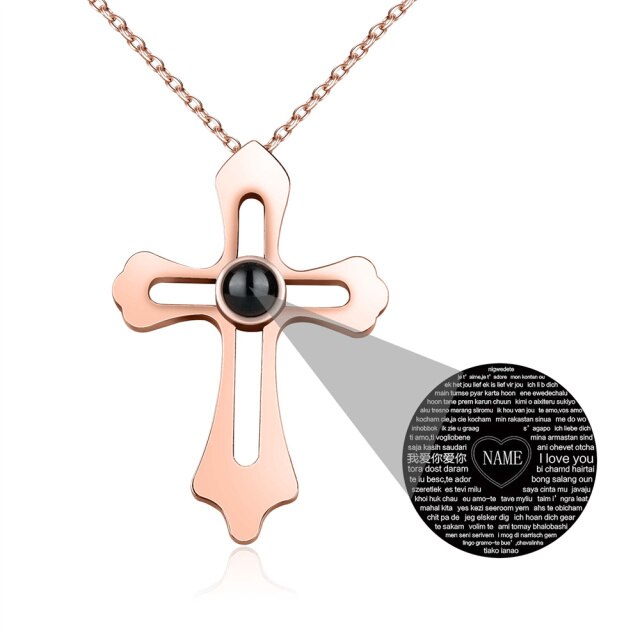 Personalized Custom Photo Name Cross Style Projection Necklace Pendant Necklaces - MERGE.DAY.1.FREESTYLE