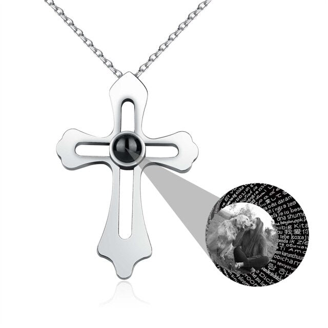 Personalized Custom Photo Name Cross Style Projection Necklace Pendant Necklaces - MERGE.DAY.1.FREESTYLE