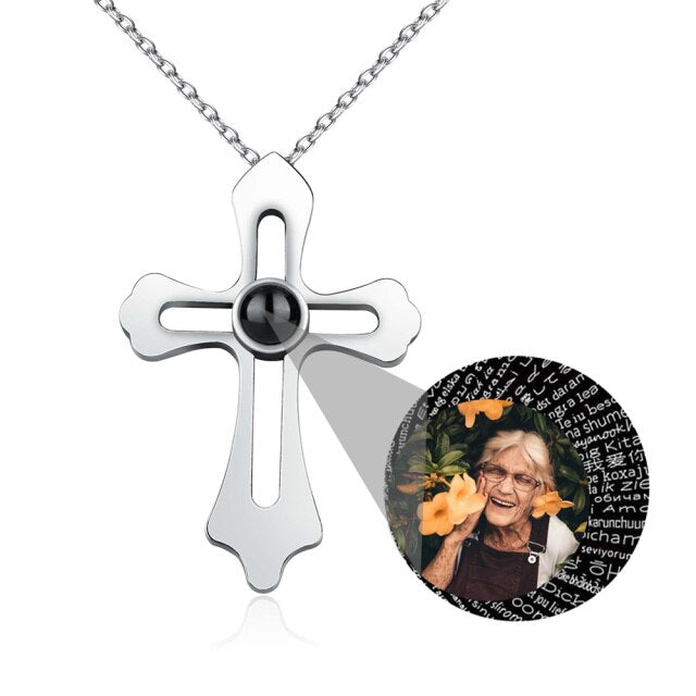 Personalized Custom Photo Name Cross Style Projection Necklace Pendant Necklaces - MERGE.DAY.1.FREESTYLE