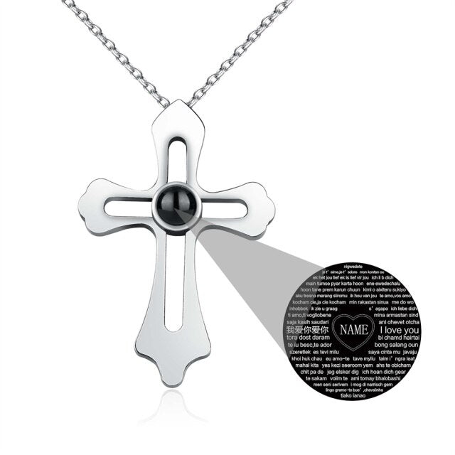 Personalized Custom Photo Name Cross Style Projection Necklace Pendant Necklaces - MERGE.DAY.1.FREESTYLE