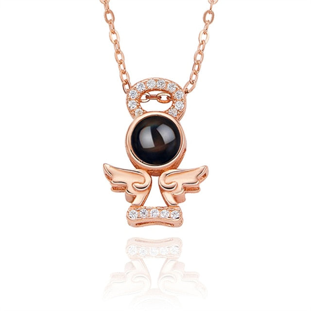 Personalized Memory Projection Necklace Customized Crystal Angel Wings Pendant - MERGE.DAY.1.FREESTYLE