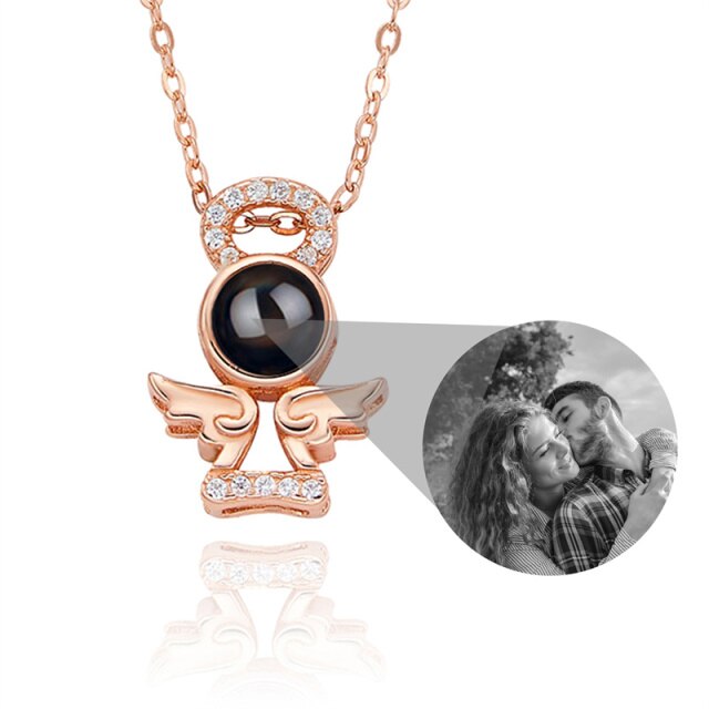 Personalized Memory Projection Necklace Customized Crystal Angel Wings Pendant - MERGE.DAY.1.FREESTYLE