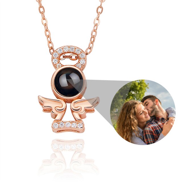Personalized Memory Projection Necklace Customized Crystal Angel Wings Pendant - MERGE.DAY.1.FREESTYLE