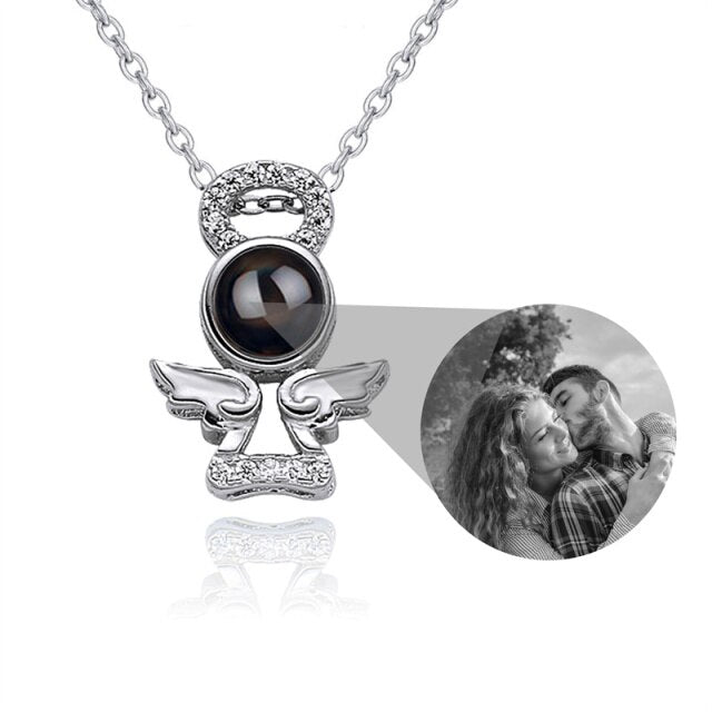 Personalized Memory Projection Necklace Customized Crystal Angel Wings Pendant - MERGE.DAY.1.FREESTYLE