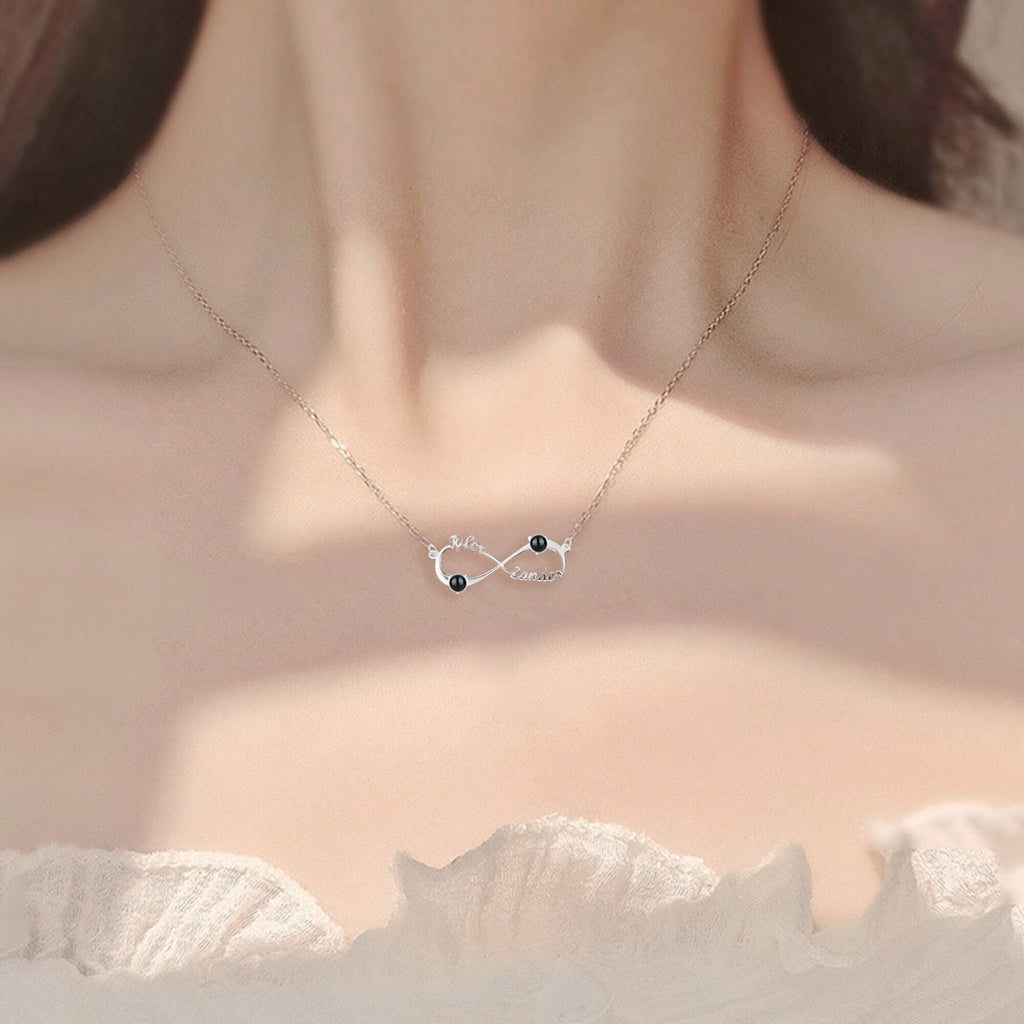 Personalized Infinity Symbol Projection Necklace For Women Customize Name Photo Pendant - MERGE.DAY.1.FREESTYLE