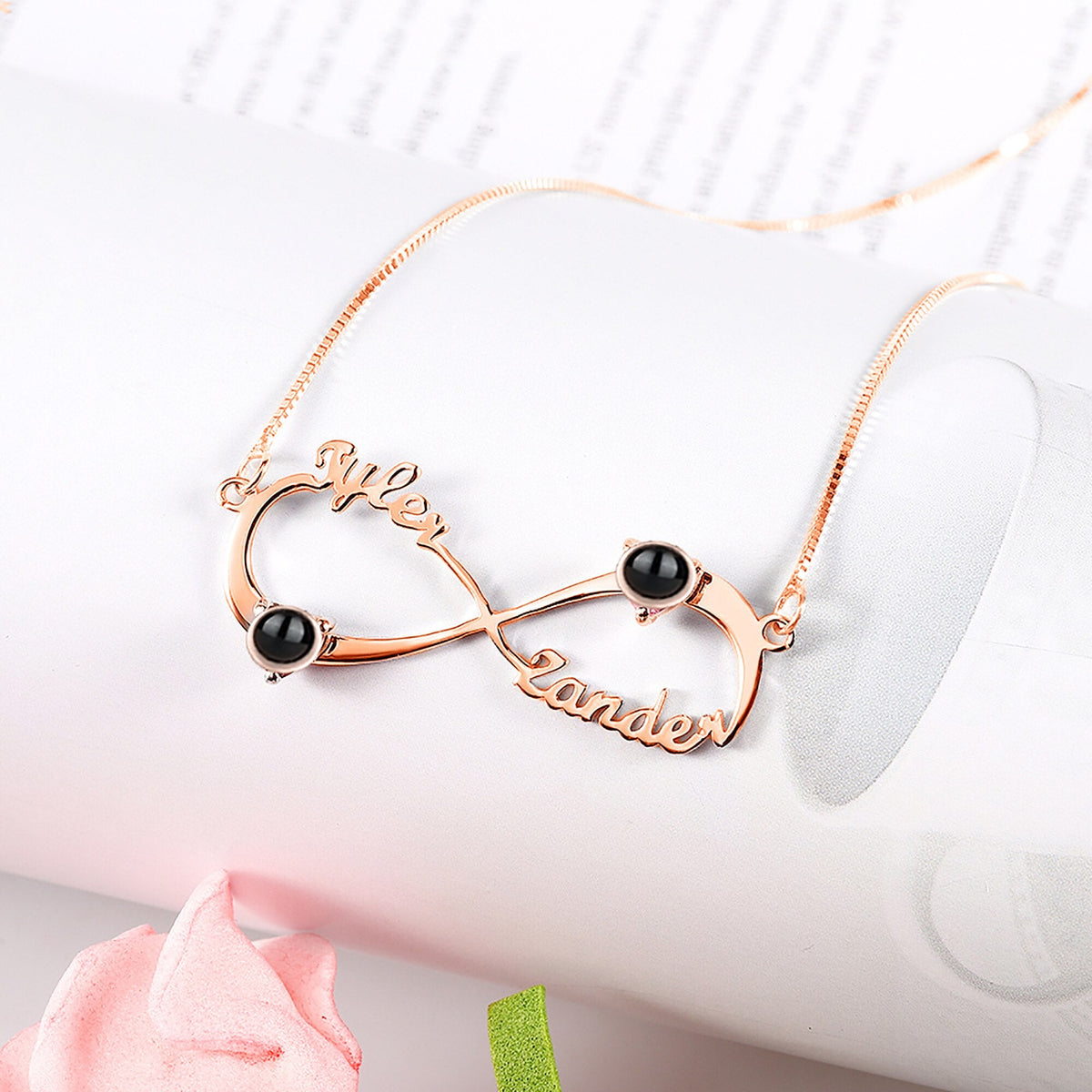 Personalized Infinity Symbol Projection Necklace For Women Customize Name Photo Pendant - MERGE.DAY.1.FREESTYLE